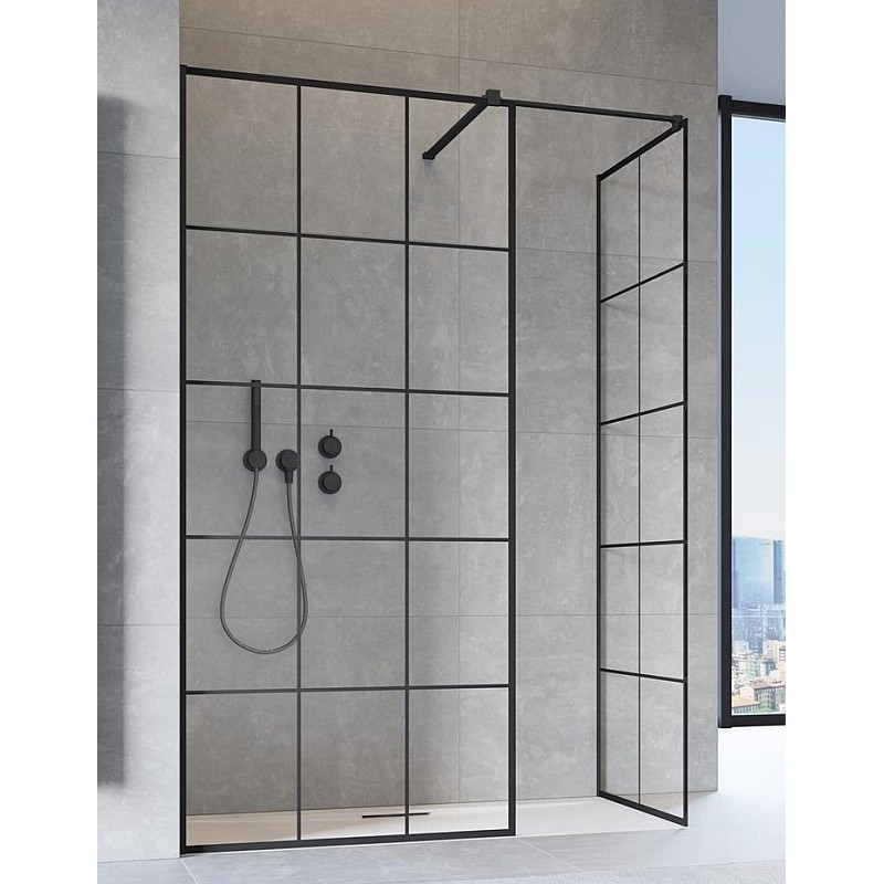 Kabina Walk-in 130x90x200 Modo New III Black Factory Radaway (389084-54-55 + 389094-54-55 + 389000-54)