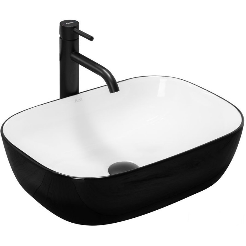 Umywalka nablatowa 46 Belinda White Black Rea (REA-U6332)