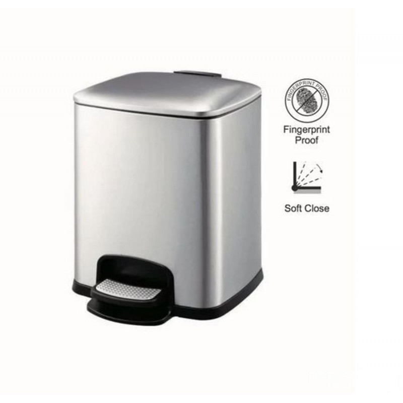 Kosz pedałowy PREMIUM prostokątny 8L srebrny Stella (20.20308)