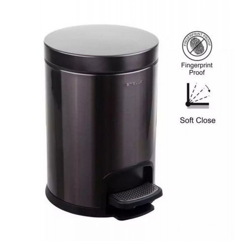 Kosz pedałowy PREMIUM, okrągły, 5L grafit metalik Stella (20.20105-B)