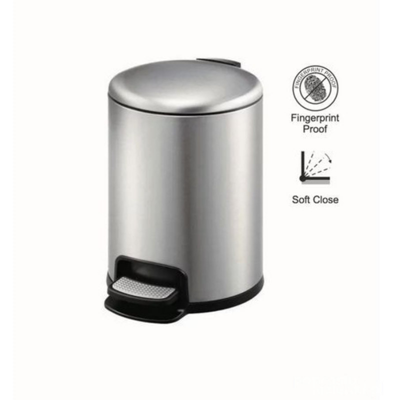 Kosz pedałowy PREMIUM, okrągły, 8L srebrny Stella (20.20108)
