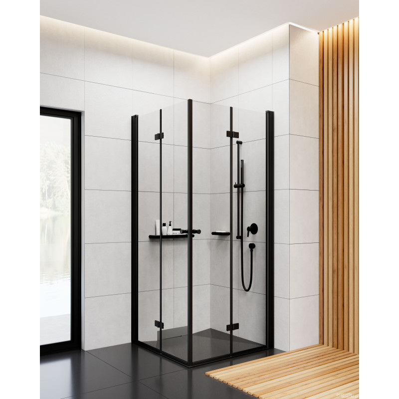 Kabina prostokątna 90x80 Kerria Plus Nero Deante (KTSXN41P + KTSXN42P) + preparat do czyszczenia GRATIS!