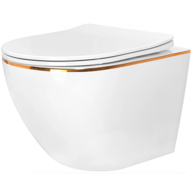 Miska wisząca WC bezrantowa Carlo Mini Duroplast/Flat/ZM Gold Edge Rea (REA-C1222)