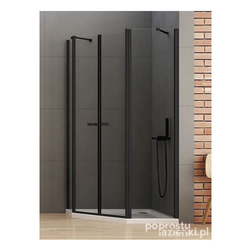 Kabina asymetryczna New Soleo Black New Trendy (K-0618)