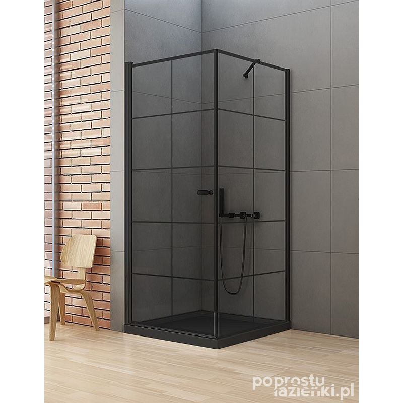 Kabina kwadratowa 90x90 New Soleo Black New Trendy (D-0285A/D-0120B-WP)
