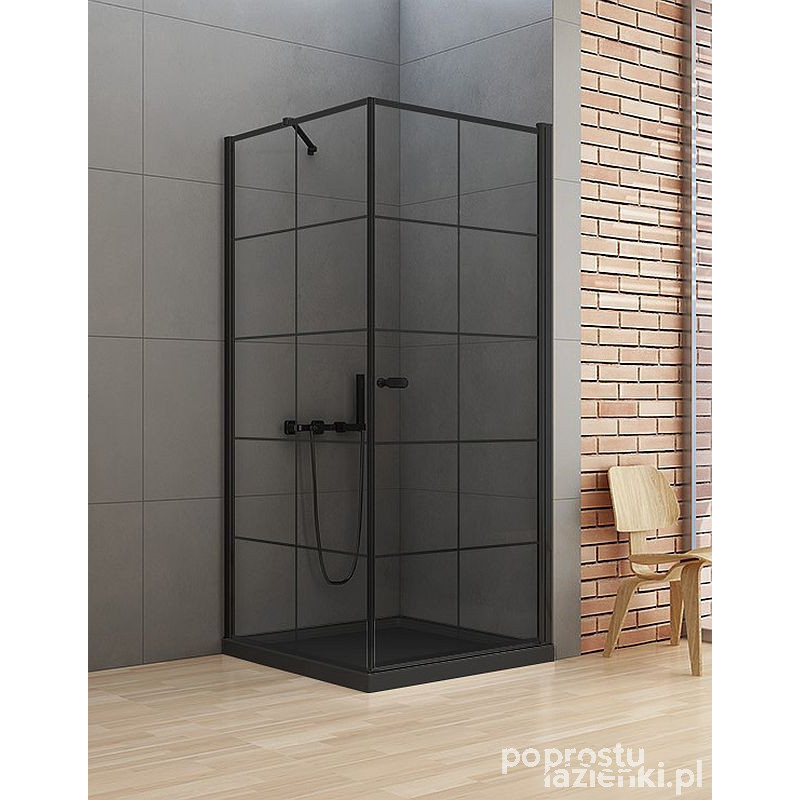 Kabina kwadratowa 90x90 New Soleo Black New Trendy (D-0285A/D-0121B)