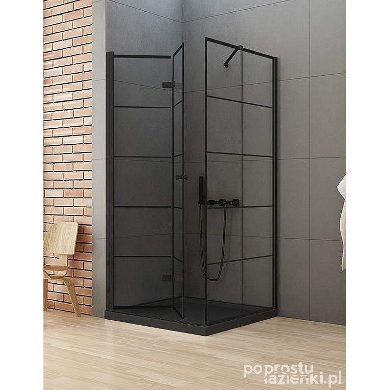 Kabina kwadratowa 90x90 New Soleo Black New Trendy (D-0289A/D-0120B)