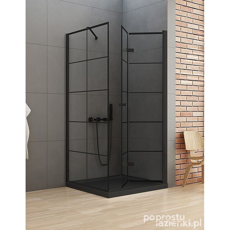 Kabina kwadratowa 90x90 New Soleo Black New Trendy (D-0290A/D-0121B)