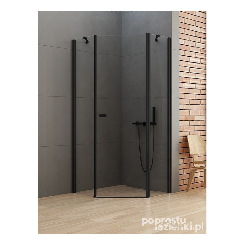 Kabina pięciokątna New Soleo Black New Trendy (K-0612)