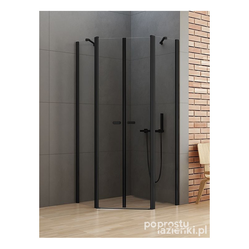 Kabina pięciokątna New Soleo Black New Trendy (K-0616)