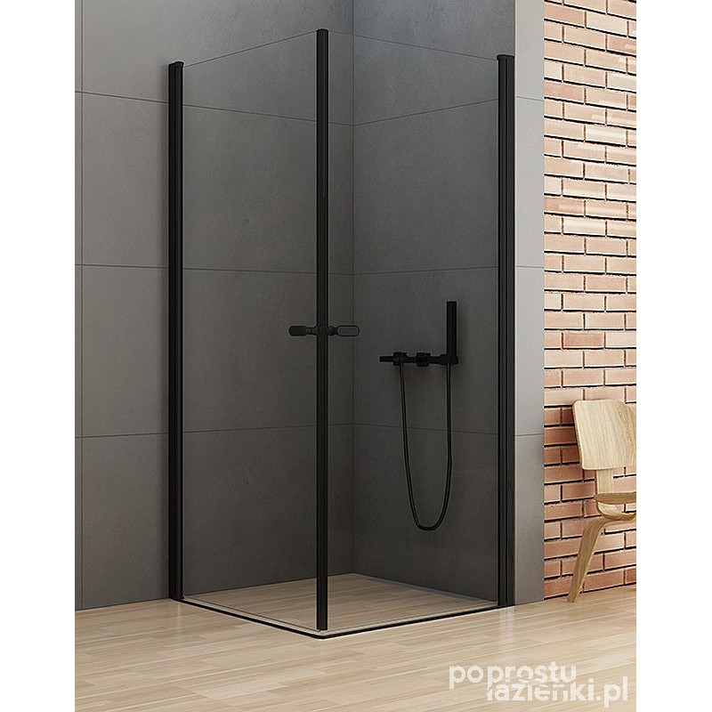 Kabina prostokątna 80x100 New Soleo Black New Trendy (D-0230A/D-0232A)