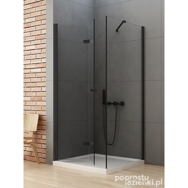 Kabina prostokątna 80x100 New Soleo Black New Trendy (D-0234A/D-0116B)