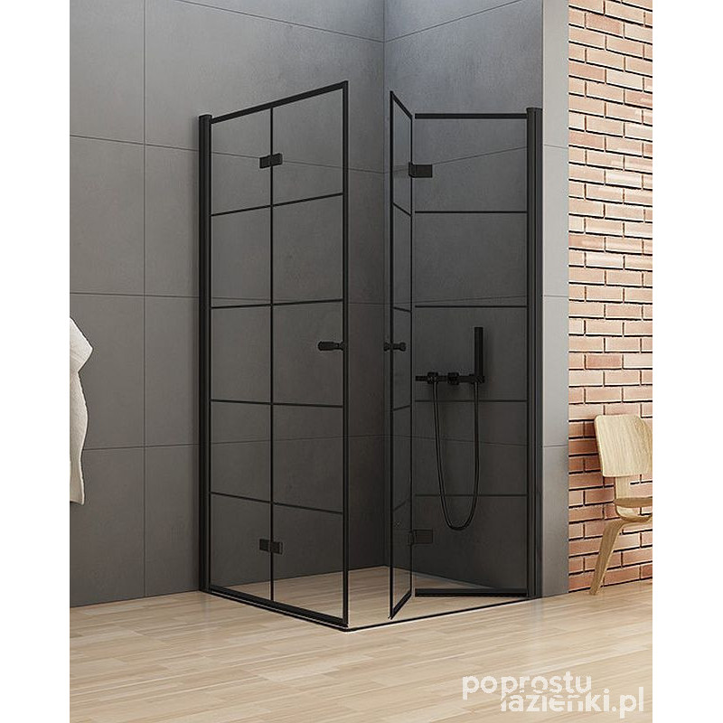 Kabina prostokątna 80x90 New Soleo Black New Trendy (D-0287A/D-0290A)