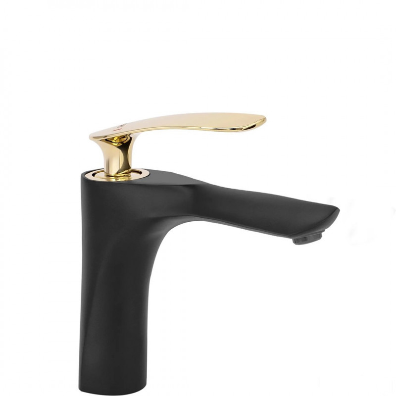 Bateria umywalkowa niska Orbit Black/Gold Rea (REA-B2054)
