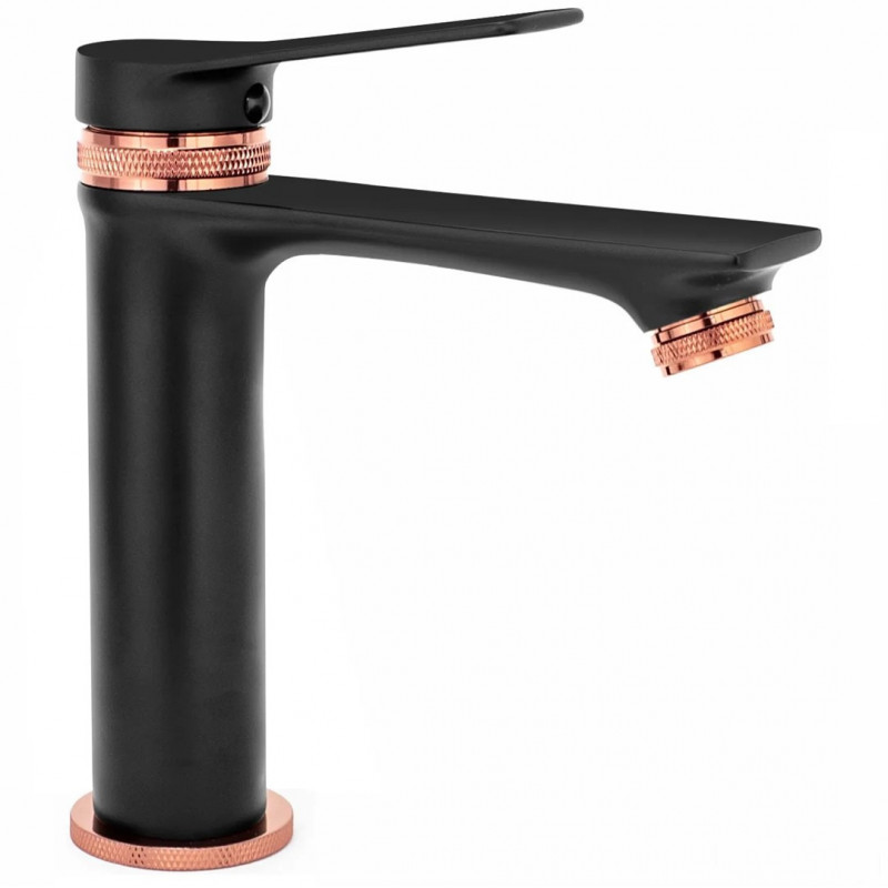 Bateria umywalkowa niska Viral Black/Rose Gold Rea (REA-B2025)