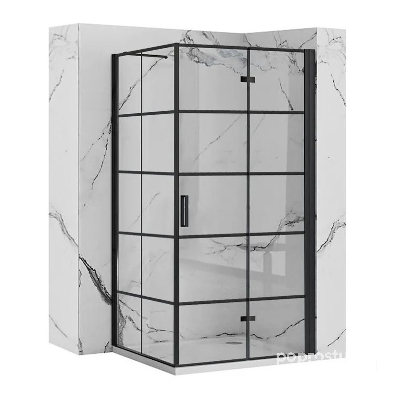 Kabina prostokątna 90x80 Molier Black Rea (REA-K8538 + REA-K8412)
