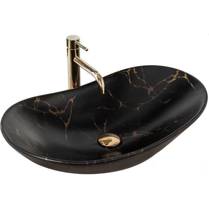 Umywalka nablatowa 60 Royal Black Marble Matt Rea (REA-U7478)