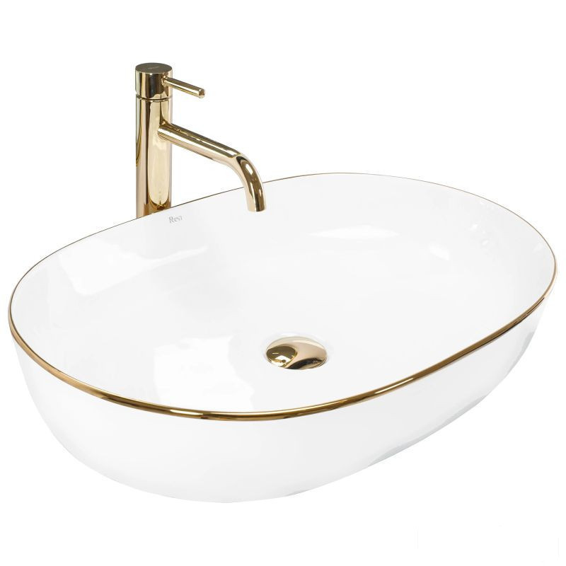 Umywalka nablatowa Cleo White/Gold Edge Rea (REA-U6211)