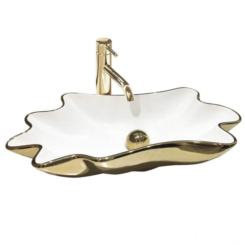 Umywalka nablatowa Infinity white/gold Rea (REA-U3400)
