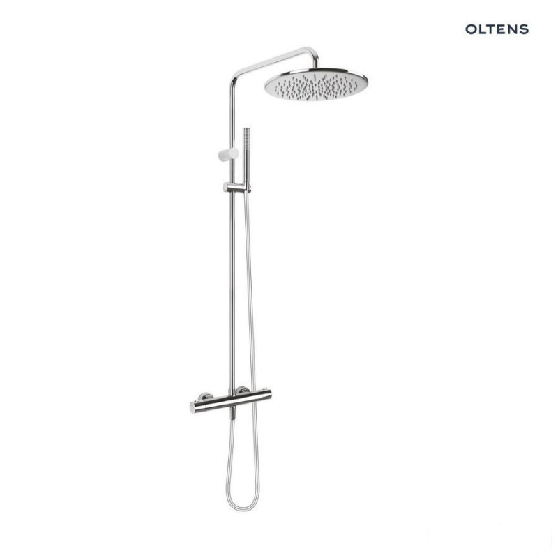 Zestaw prysznicowy termostatyczny z deszczownicą okrągłą chrom Boran Oltens (36502100)