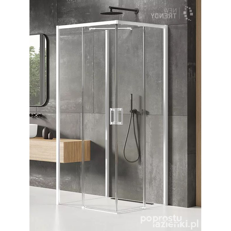 Kabina przyścienna 80x100 Prime White New Trendy (K-1091)