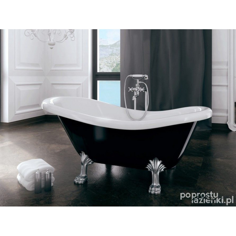 Wanna wolnostojąca Otylia Black&White łapy białe 170x77 Besco (WKO-170W+BWW)
