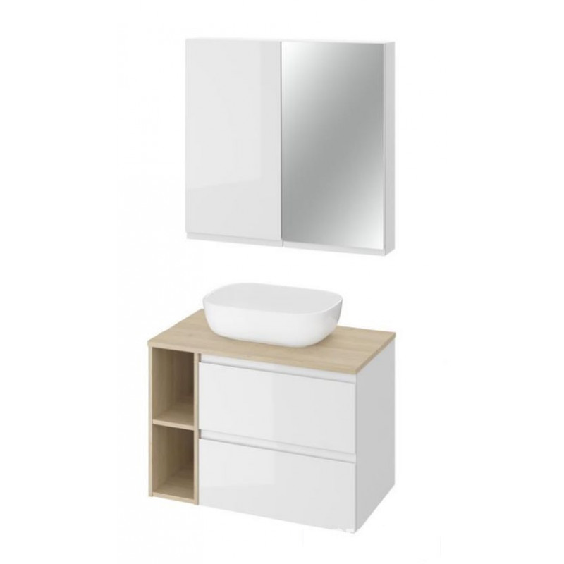 Zestaw szafek z blatem i umywalką 80 biały/dąb Moduo (S801-446)