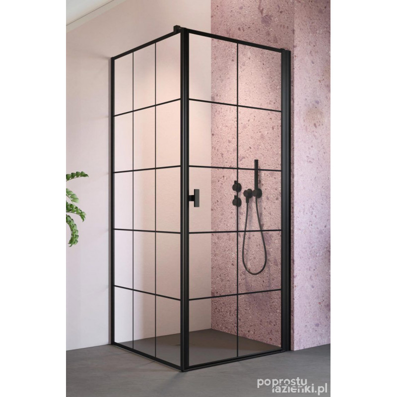 Kabina prysznicowa 100x100 Prawa Nes 8 Black KDJ I Factory Radaway (10072100-54-55R + 10089100-54-55)