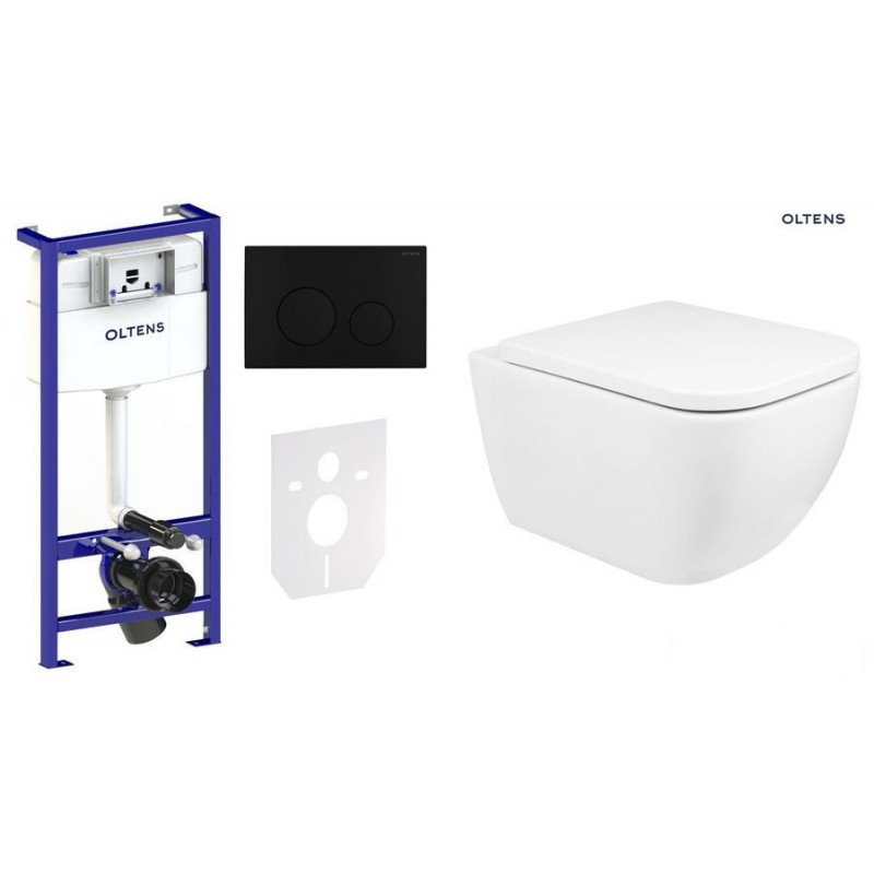 Zestaw Vernal Lule 7w1 stelaż podtynkowy miska z deską 42507000 i przycisk spłukujący czarny mat Triberg Oltens (58305300)