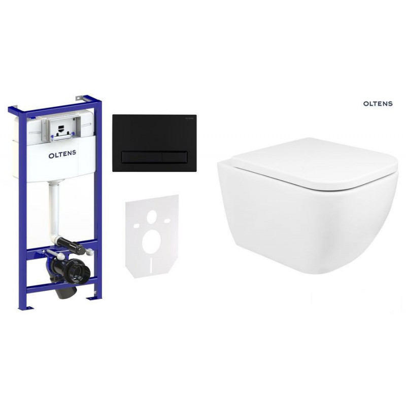 Zestaw Vernal Torne 7w1 stelaż podtynkowy miska z deską 42507000 i przycisk spłukujący czarny mat Triberg Oltens (58304300)