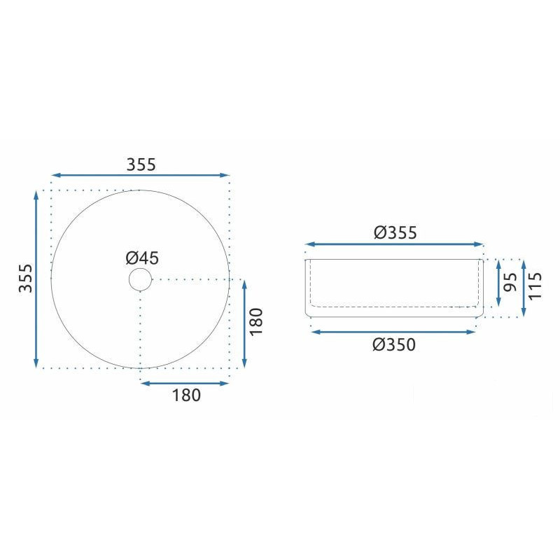 Umywalka nablatowa Cristal Black Rea (REA-U9671)