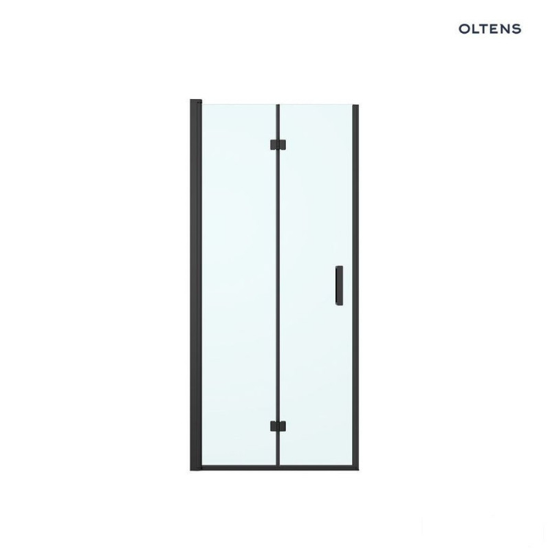 Drzwi prysznicowe 90 cm wnękowe czarny mat/szkło przezroczyste Hallan Oltens (21201300)