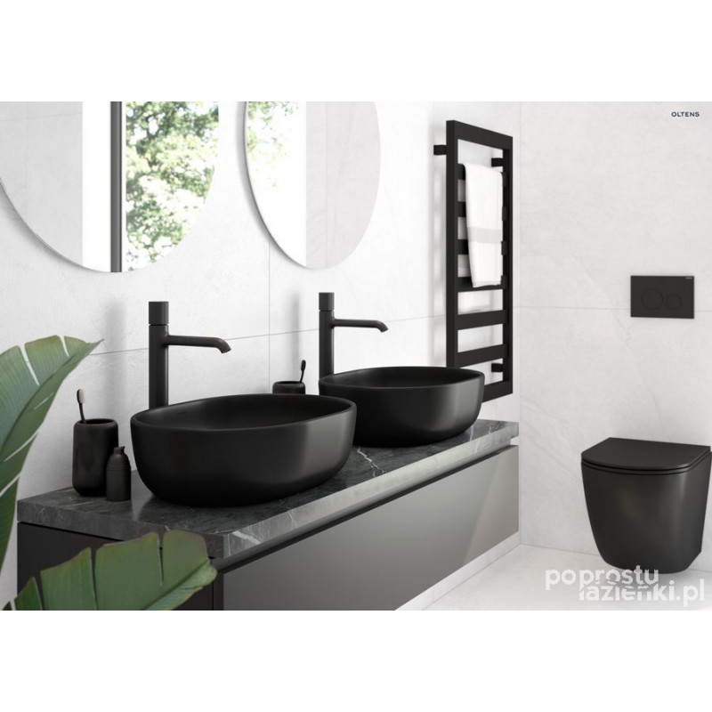 Bateria umywalkowa stojąca wysoka czarny mat Hamnes Oltens (32402300)
