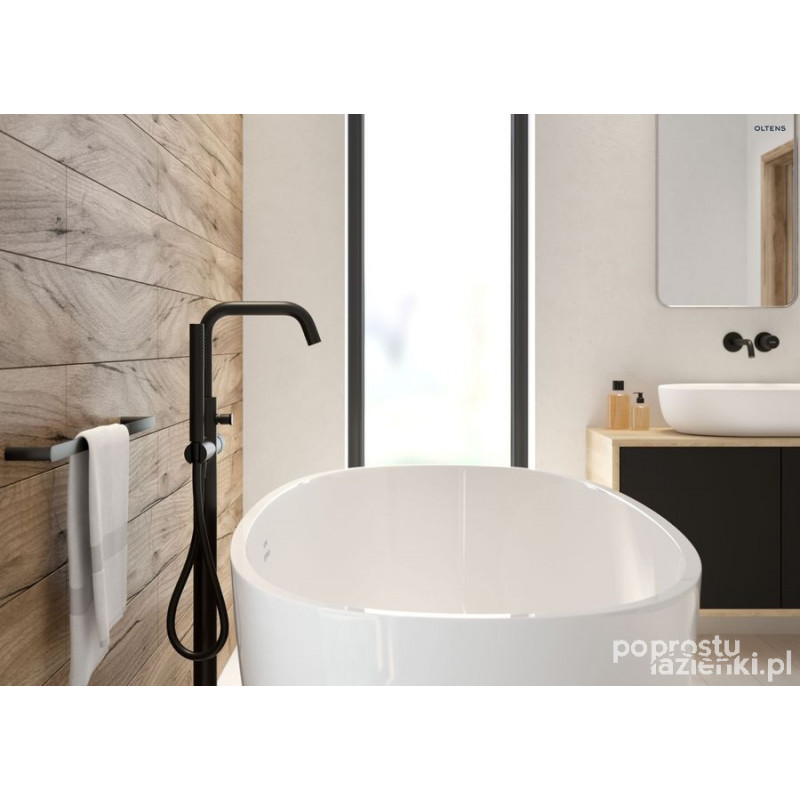 Bateria wannowo-prysznicowa wolnostojąca czarny mat Hamnes Oltens (34302300)
