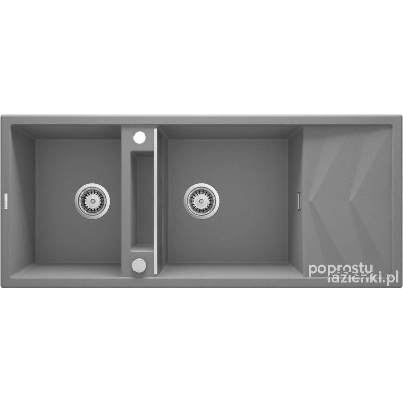 Zlewozmywak granitowy magnetyczny 2-komorowy z ociekaczem Deante (ZRM S213)