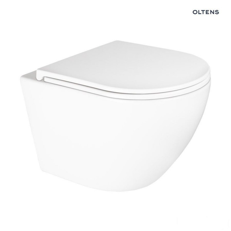 Zestaw miska WC wisząca PureRim z powłoką SmartClean z deską wolnoopadającą biały Hamnes Kort Oltens (42520000)
