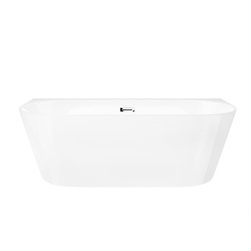 Wanna przyścienna wolnostojąca E030 Mono 150 cm z szeroką krawędzią i wykończeniem chrom Corsan (762-uniw)