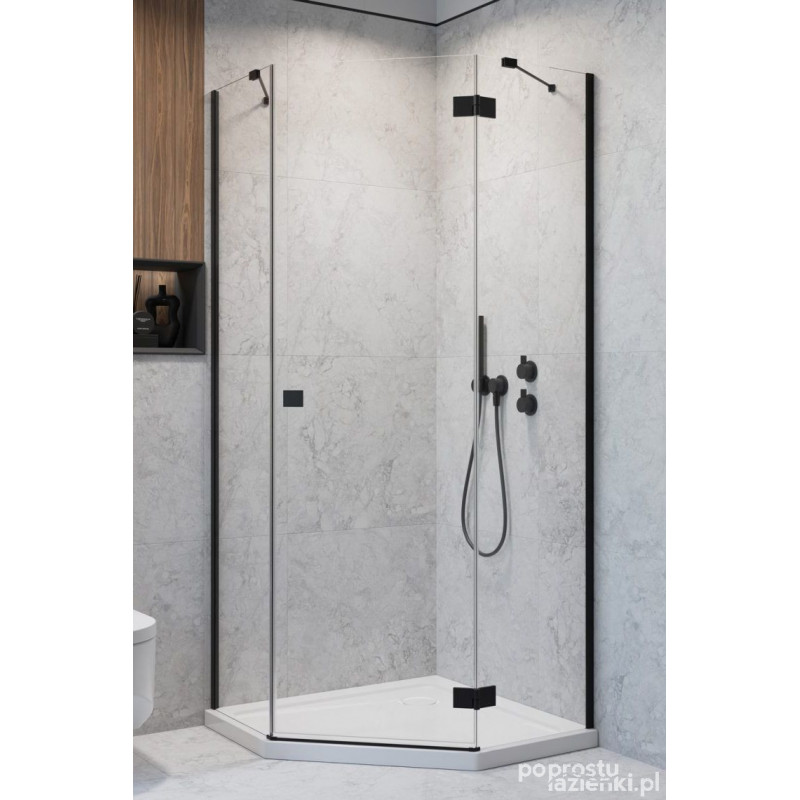 Kabina pentagonalna 80x90 Essenza PTJ Black Radaway (1385010-54-01R + 1385052-01-01)