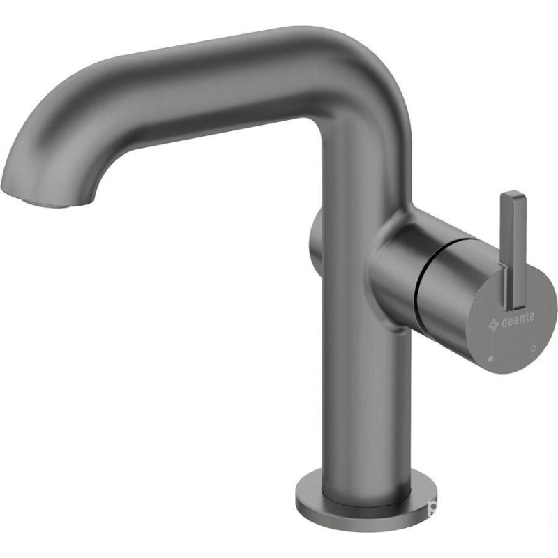 Bateria umywalkowa z prostokątną wylewką titanium Silia Deante (BQS D24M)