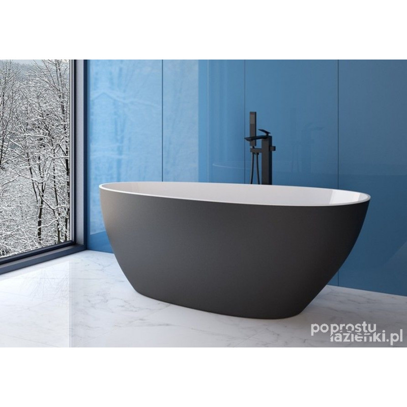 Wanna wolnostojąca Goya Matt B&W 160x70 korek chrom Besco (WMMC-160G)