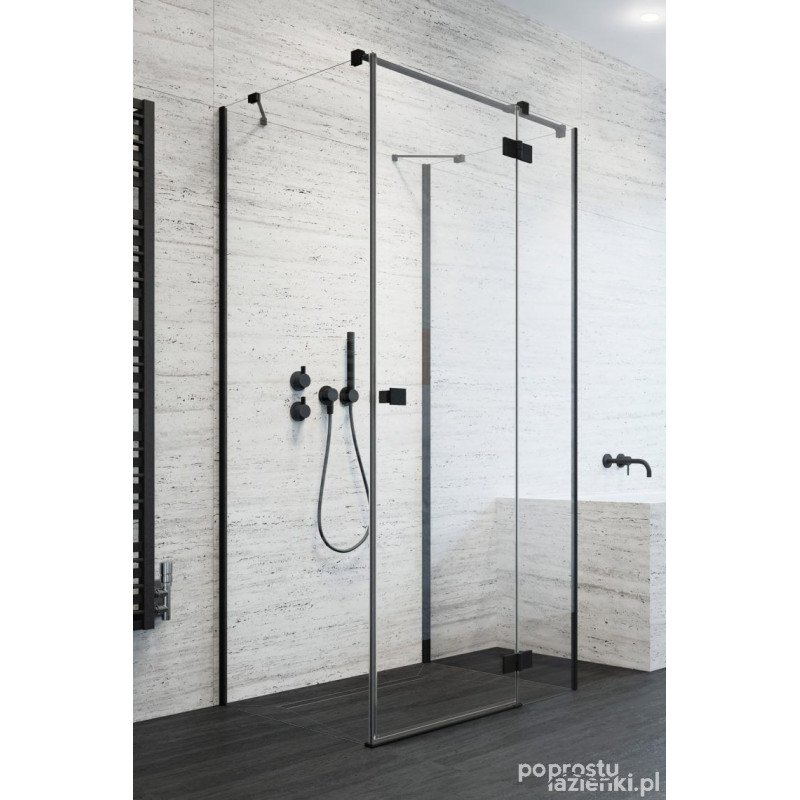 Kabina przyścienna 100x70 Essenza KDJ+S Black Radaway (1385022-54-01R + 1384048-01-01 + 1384048-01-01)