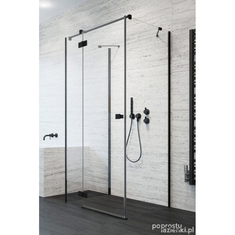 Kabina przyścienna 80x70 Essenza KDJ+S Black Radaway (1385021-54-01L + 1384048-01-01 + 1384048-01-01)