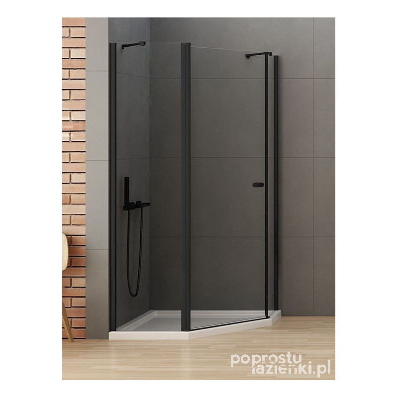 Kabina asymetryczna New Soleo Black New Trendy (K-0614)