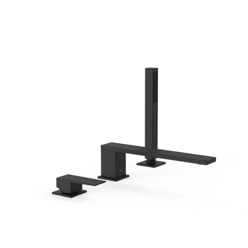 Bateria wannowa trzyotworowa czarny mat Cuadro-Tres (00616103NM)