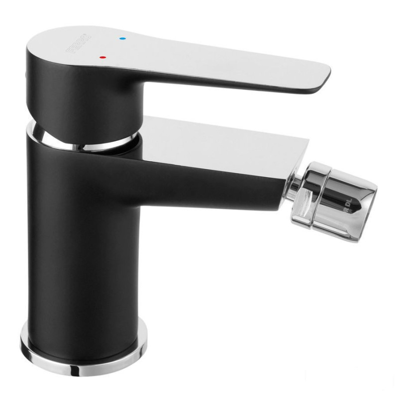 ADORE bateria bidetowa, korek automatyczny metalowy, czarny / chrom Adore Black-chrome Ferro (BDR6BLC)