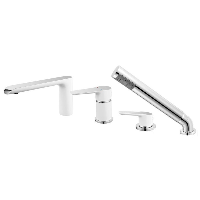 ADORE bateria wannowa,4-otworowa, biały / chrom Adore White-chrome Ferro (BDR11A)