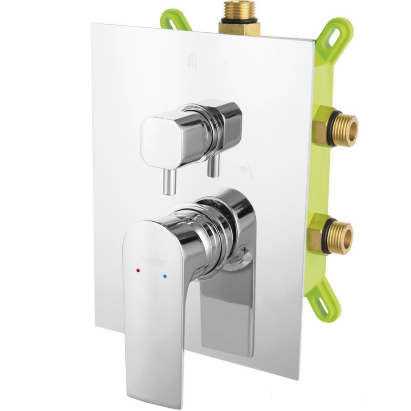 Bateria box-podtynkowa 3-funkcyjna, chrom Algeo Square Ferro (BAQ7P3BOX)