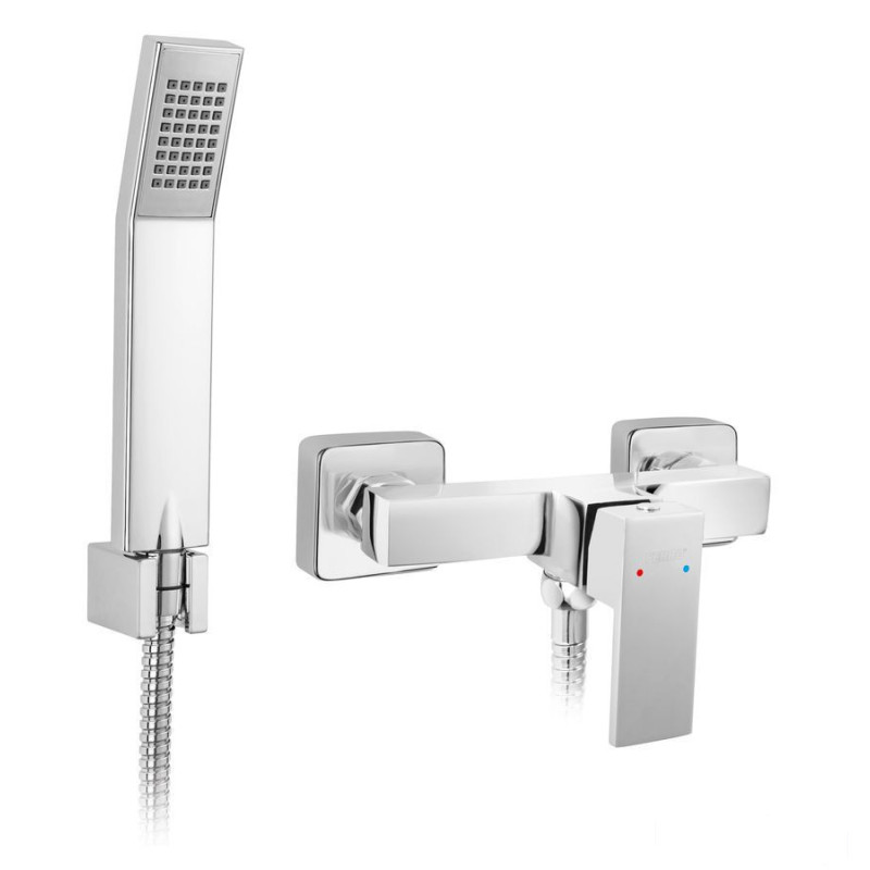 Bateria natryskowa z zestawem natryskowym, chrom Zicco Ferro (BZI77)