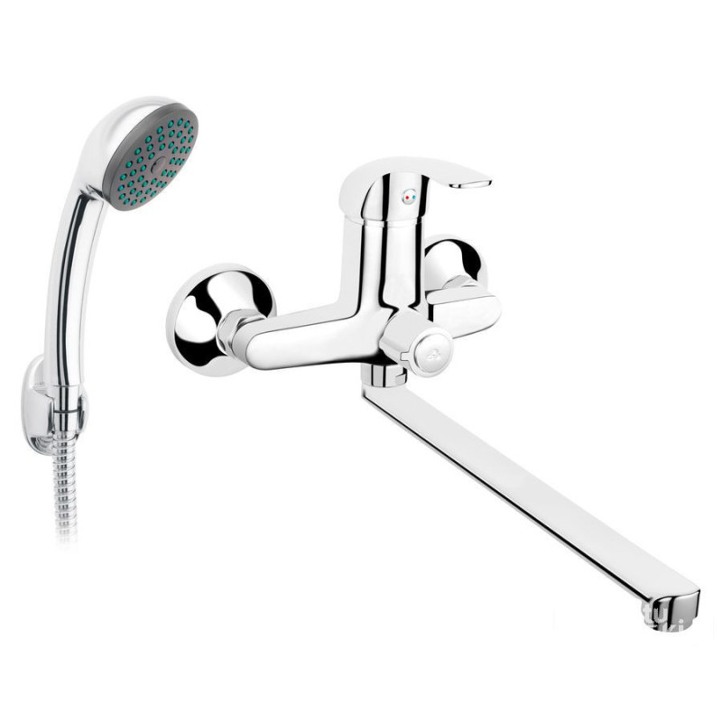 Bateria wannowa z wylewką 350mm z zestawem natryskowym U28, chrom Vasto Ferro (BVA55A)