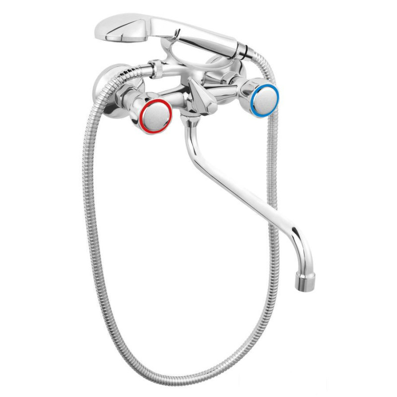 Bateria wannowa z zestawem natryskowym z ruchomą wylewką 1/2", chrom Standard Ferro (BST11A)